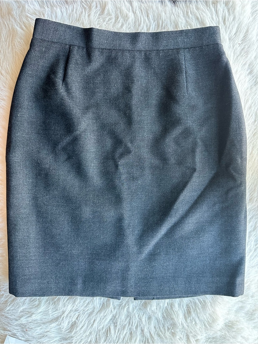 Vintage made in Italy Women's Dark Gray Wool mix Pencil Skirt Office Staple